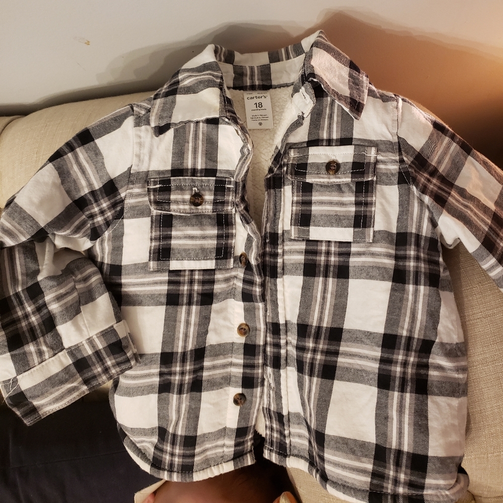 Boys sherpa lined plaid shirt
